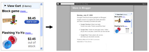 google Shopeinbindung im Blog (Quelle: Google)